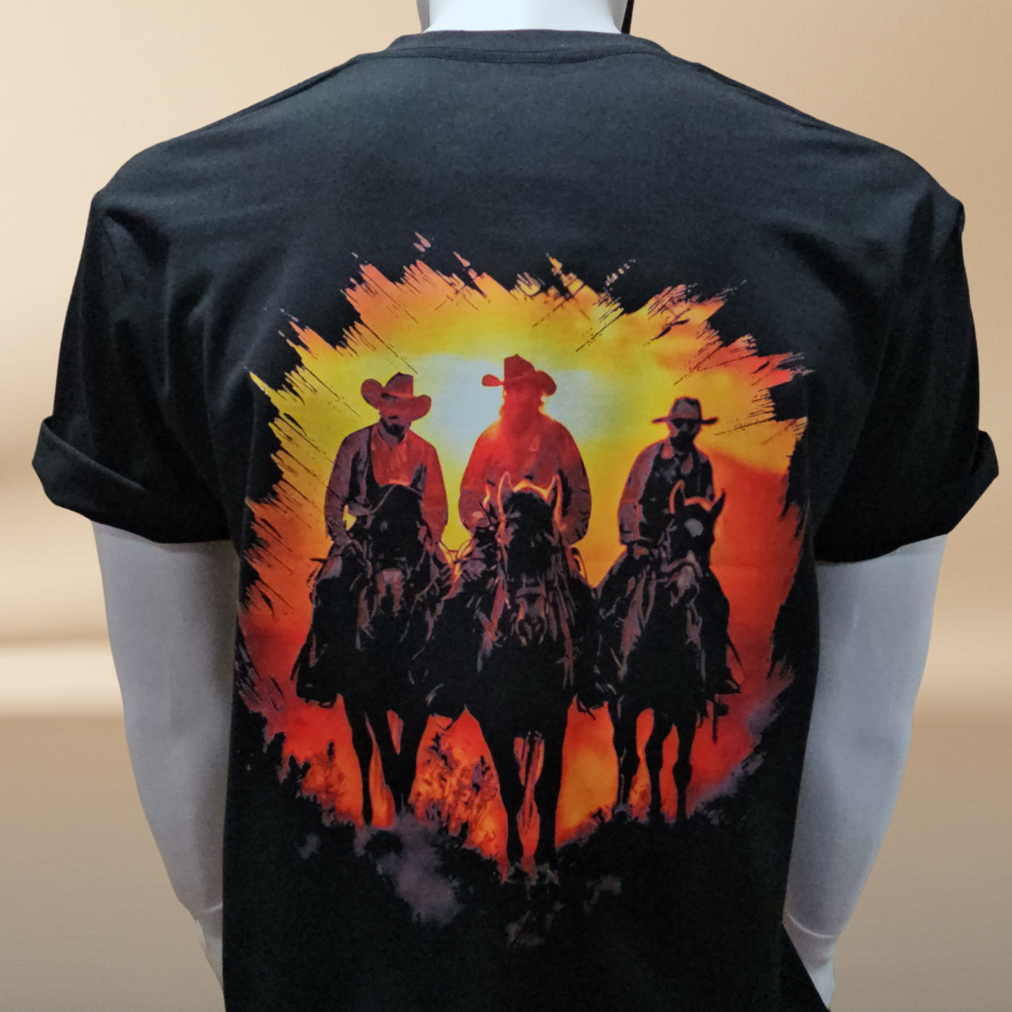 Western Sunset Halftone T-Shirt — Black