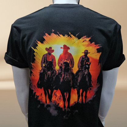 Western Sunset Halftone T-Shirt — Black