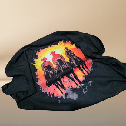 Western Sunset Halftone T-Shirt — Black