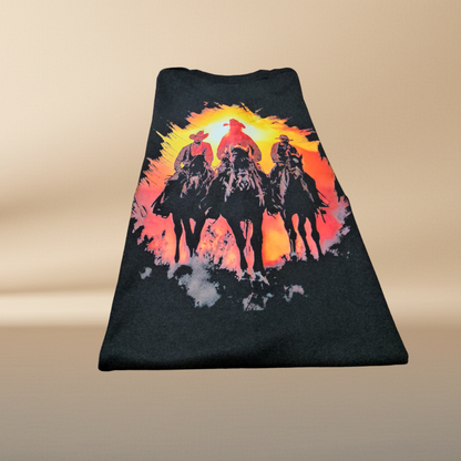 Western Sunset Halftone T-Shirt — Black