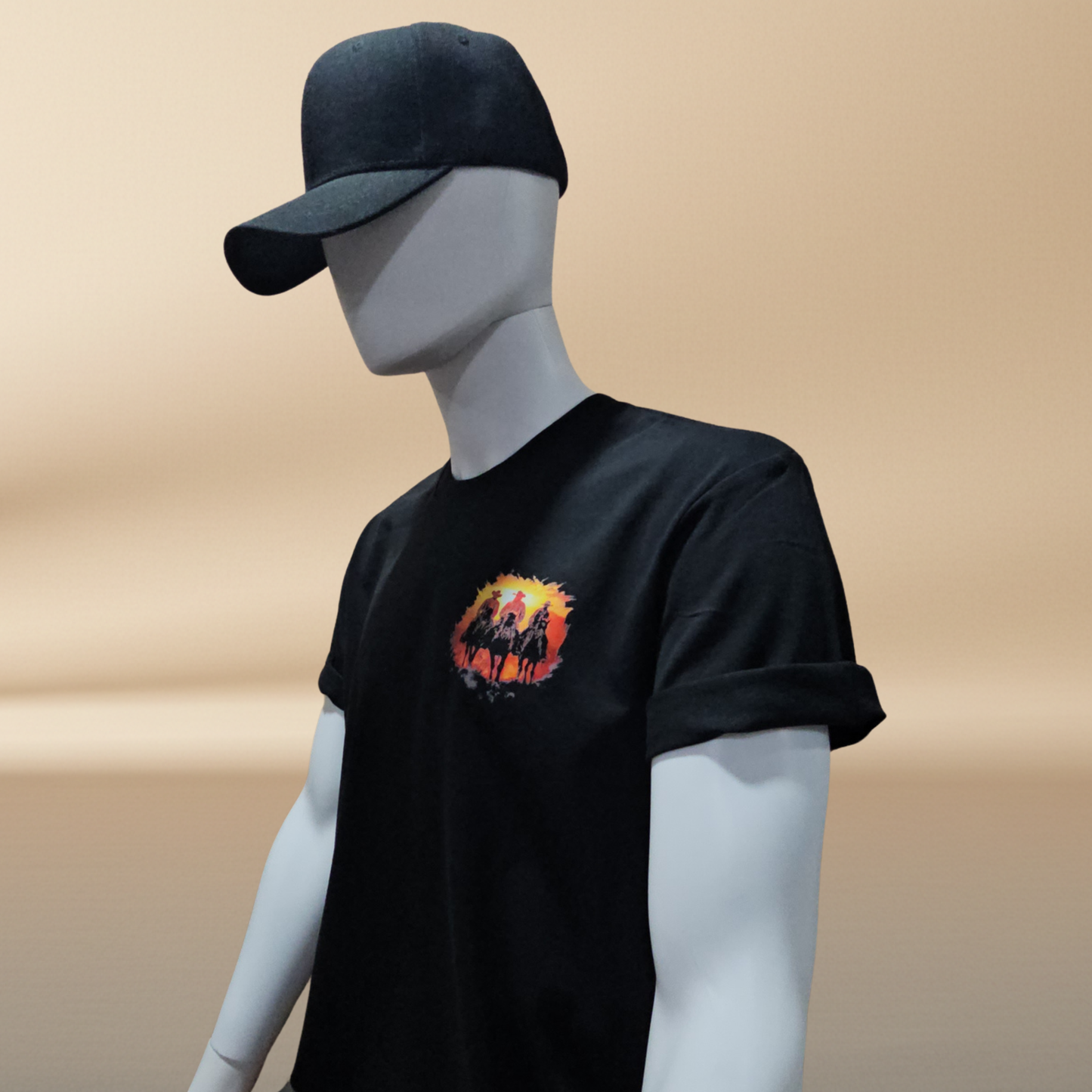 Western Sunset Halftone T-Shirt — Black