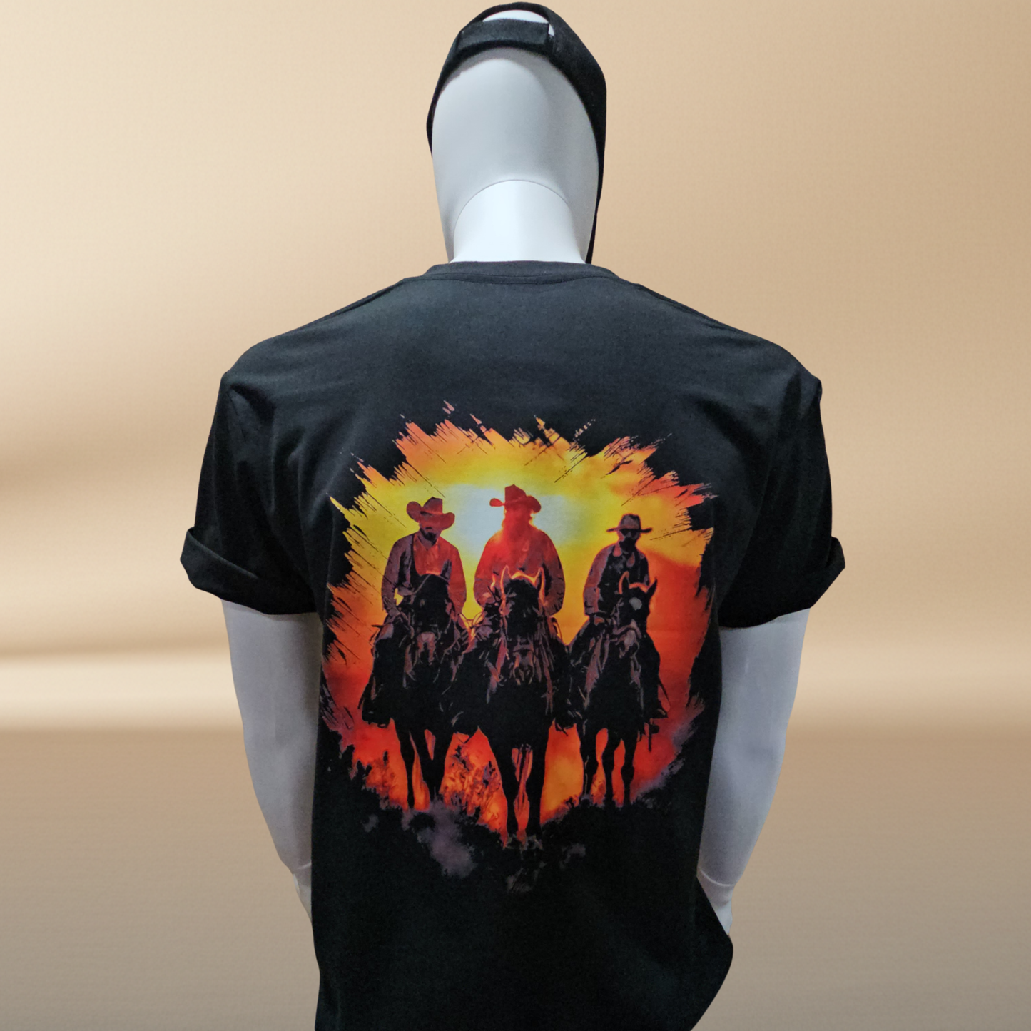 Western Sunset Halftone T-Shirt — Black