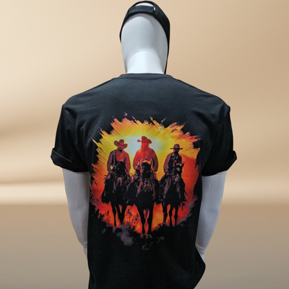 Western Sunset Halftone T-Shirt — Black