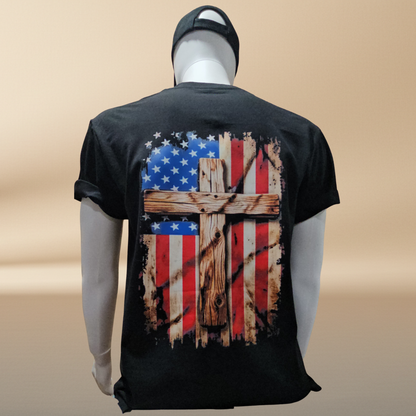 American Cross Halftone T-Shirt — Black