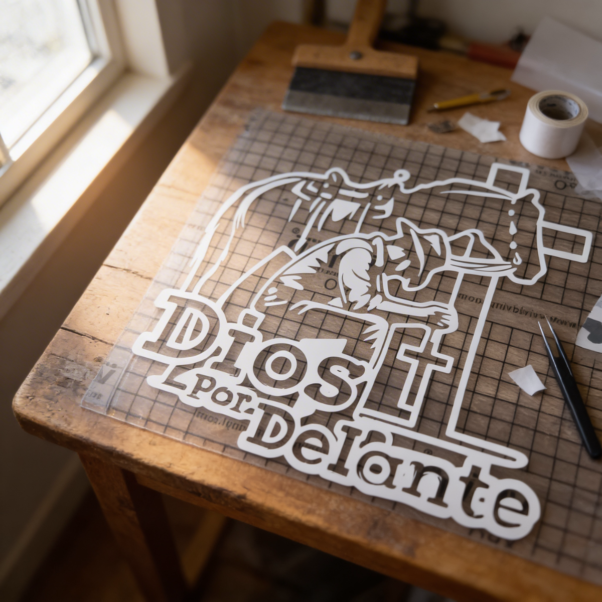 Cowboy & Divine Cross Premium Vinyl Sticker – 8.5×8.5 in