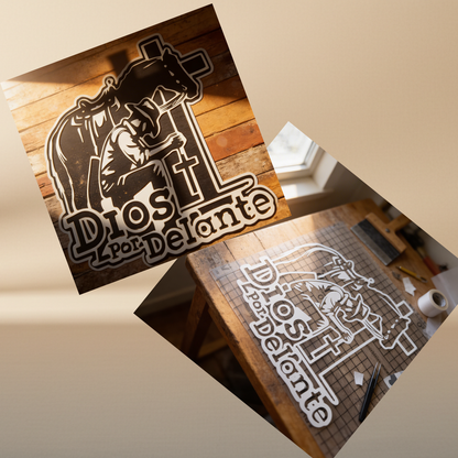 Cowboy & Divine Cross Premium Vinyl Sticker – 8.5×8.5 in