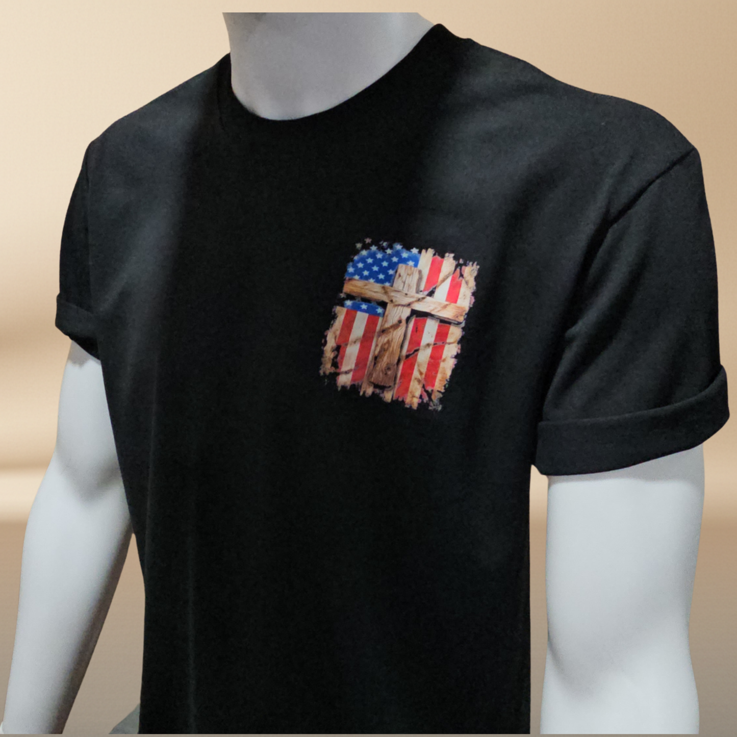 American Cross Halftone T-Shirt — Black
