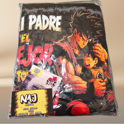 Goku Father's Day Halftone Black T-Shirt | 100% Cotton | Dad Gift