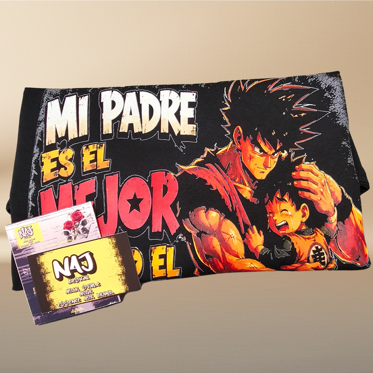 Goku Father's Day Halftone Black T-Shirt | 100% Cotton | Dad Gift