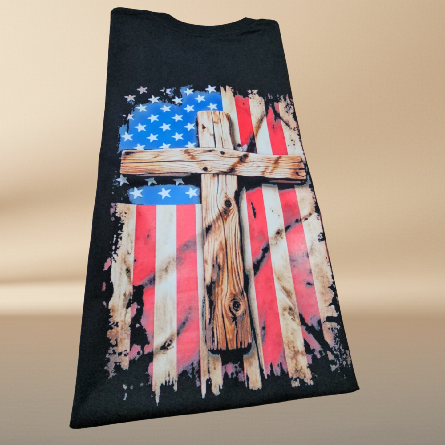 American Cross Halftone T-Shirt — Black