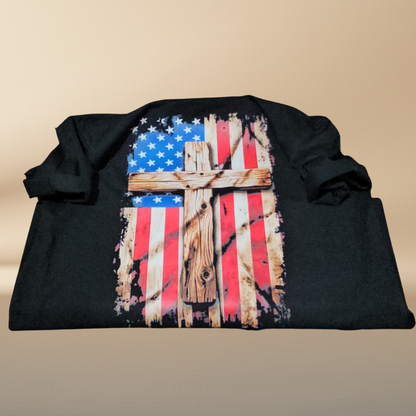 American Cross Halftone T-Shirt — Black