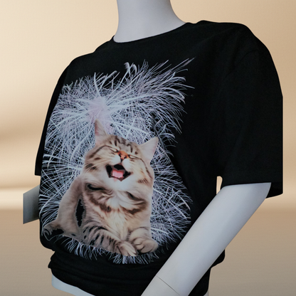 Black "Wild Cat" Tee — Halftone Graphic Print | NAJ Design