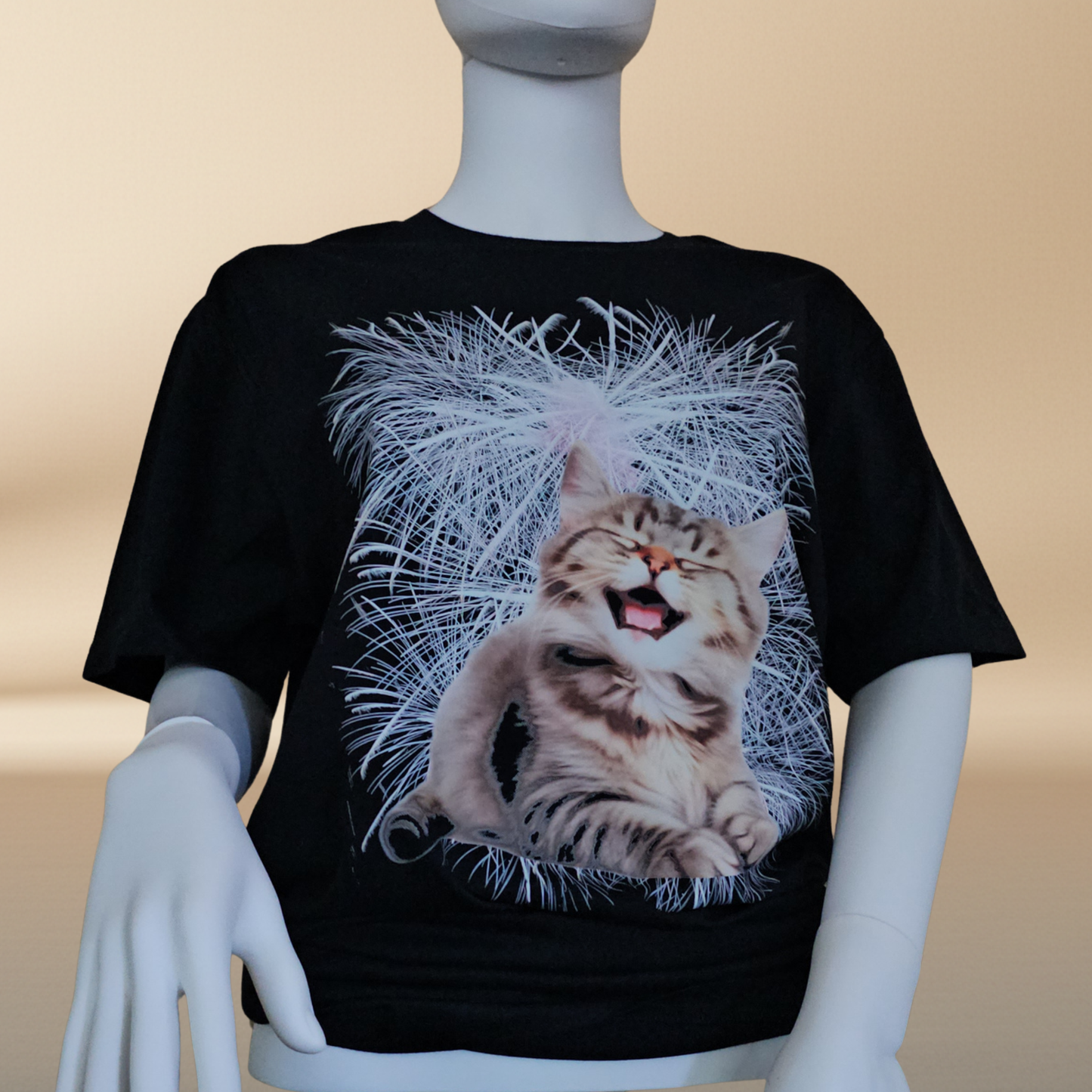Black "Wild Cat" Tee — Halftone Graphic Print | NAJ Design