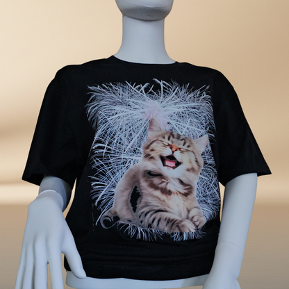 Black "Wild Cat" Tee — Halftone Graphic Print | NAJ Design