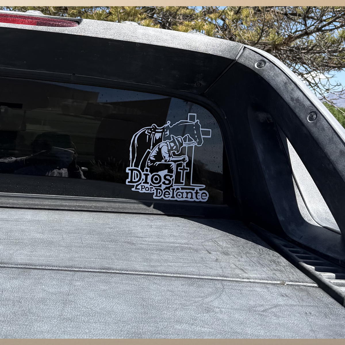 Cowboy & Divine Cross Premium Vinyl Sticker – 8.5×8.5 in