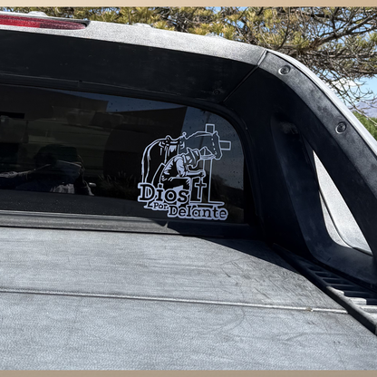 Cowboy & Divine Cross Premium Vinyl Sticker – 8.5×8.5 in