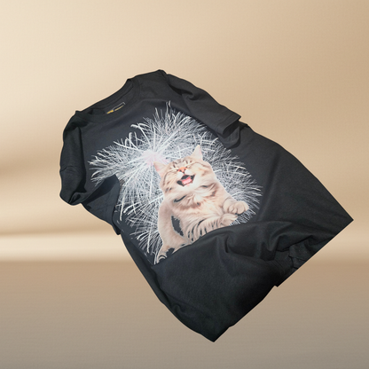Black "Wild Cat" Tee — Halftone Graphic Print | NAJ Design