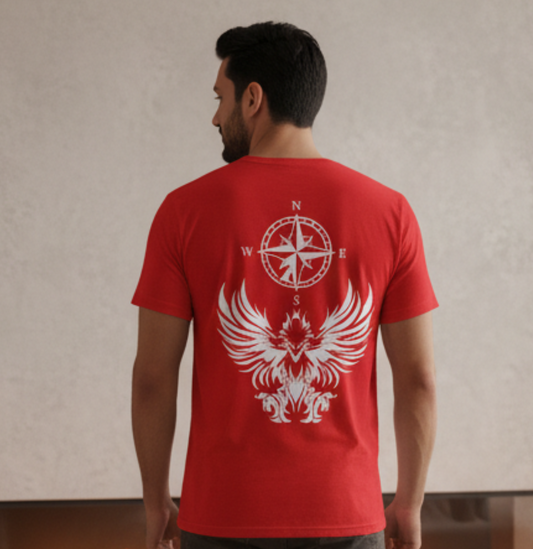 Red Unisex T-Shirt with White Textile Vinyl Design