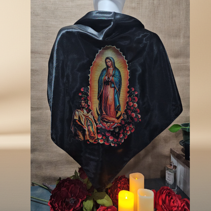 Guadalupe Halftone Satin Shawl – Black | Women's Wrap