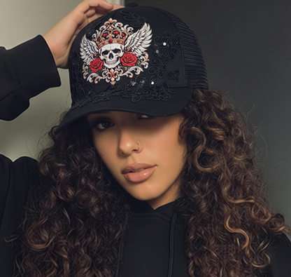 NAJ DESIGN – Royal Rebel Skull Trucker Hat