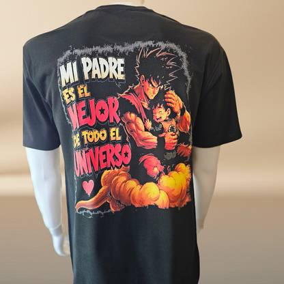 Goku Father's Day Halftone Black T-Shirt | 100% Cotton | Dad Gift