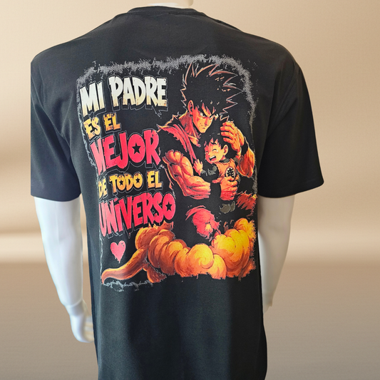 Goku Father's Day Halftone Black T-Shirt | 100% Cotton | Dad Gift
