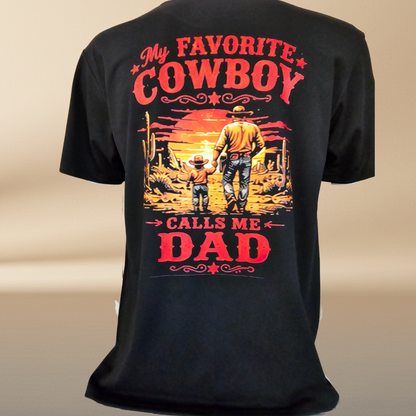 My Favorite Cowboy Calls Me Dad Black T-Shirt | Father's Day Limited Edition