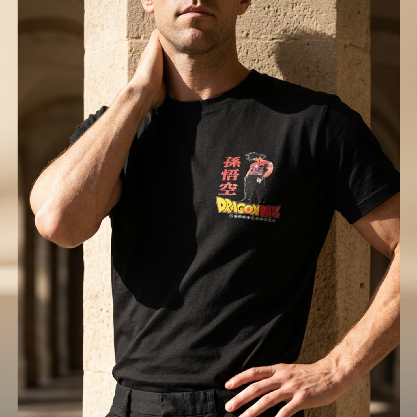 Anime Warrior Halftone T-Shirt — Black