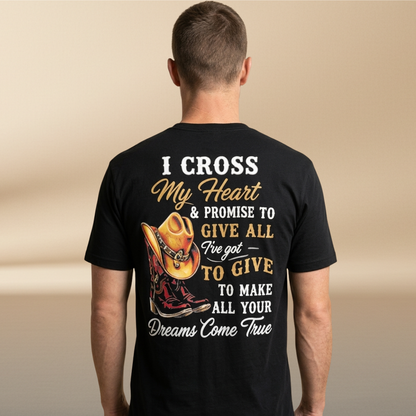 I Cross My Heart Dad Black T-Shirt | Father's Day Limited Edition