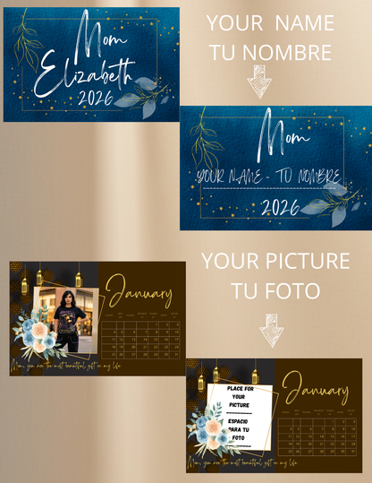 Personalized Laminated Calendar with Your Photo | 12 Months