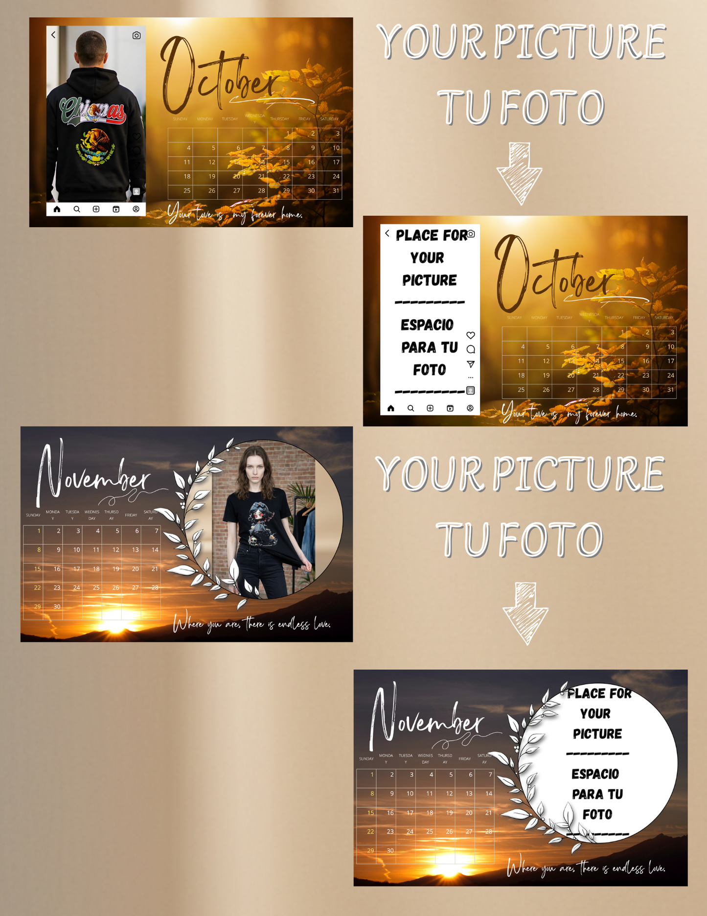 Personalized Laminated Calendar with Your Photo | 12 Months