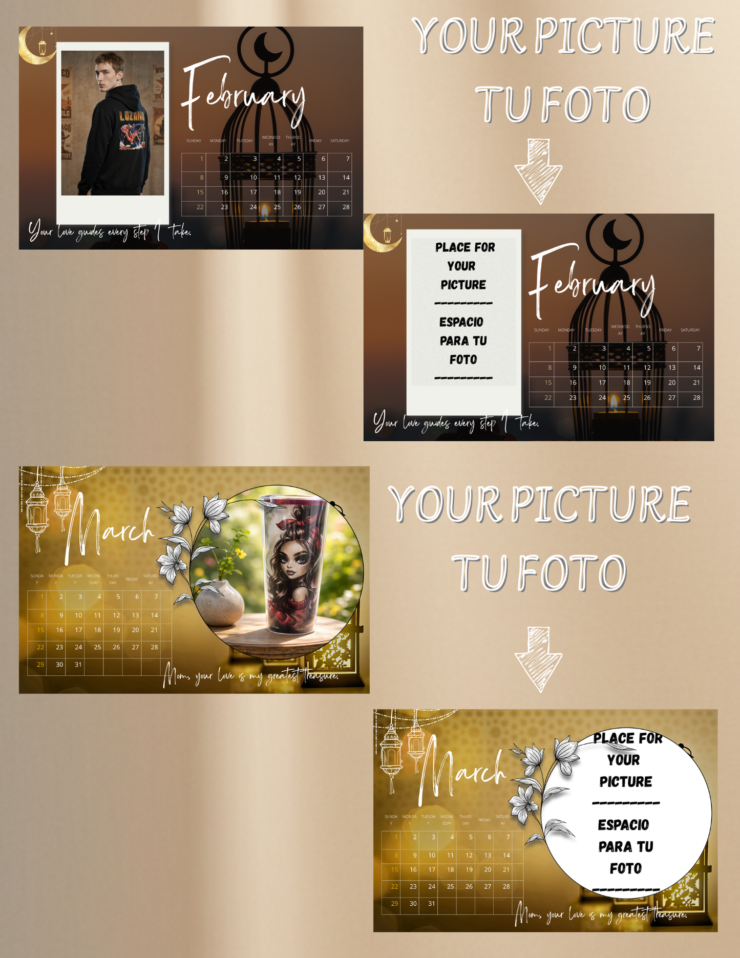 Personalized Laminated Calendar with Your Photo | 12 Months