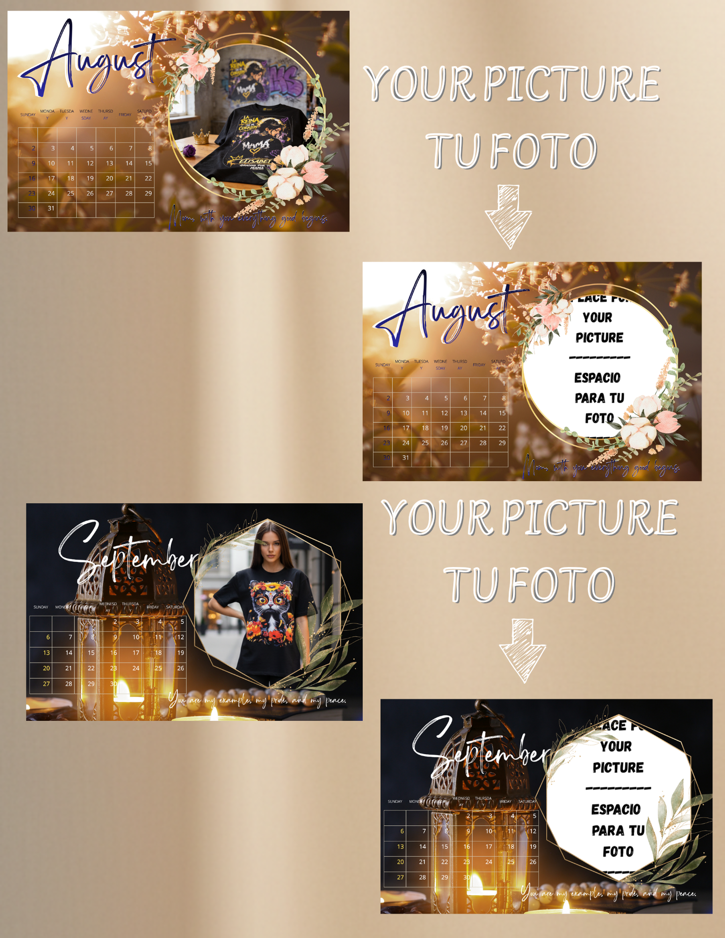 Personalized Laminated Calendar with Your Photo | 12 Months