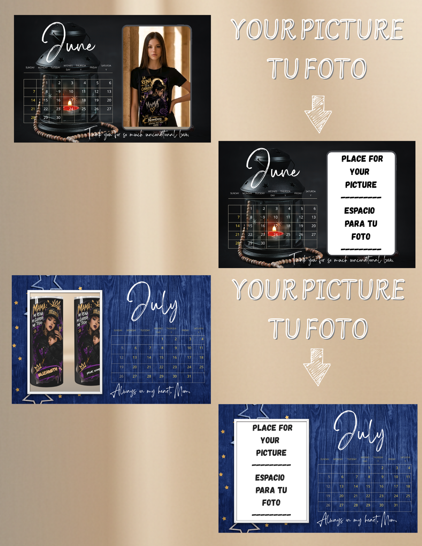 Personalized Laminated Calendar with Your Photo | 12 Months