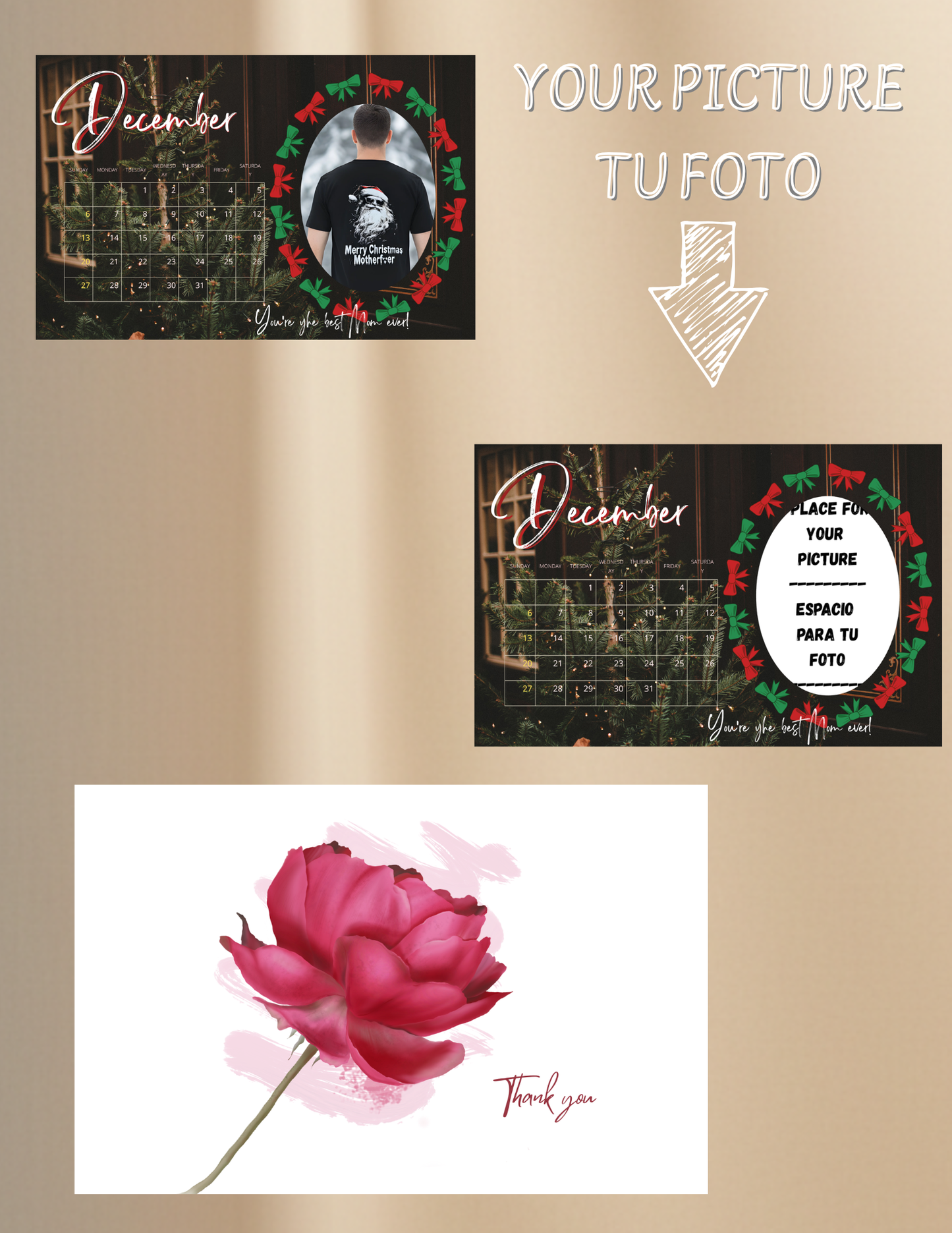 Personalized Laminated Calendar with Your Photo | 12 Months