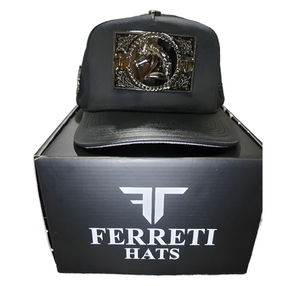 Gorra Ferreti Original con Placa de Caballo Plateada