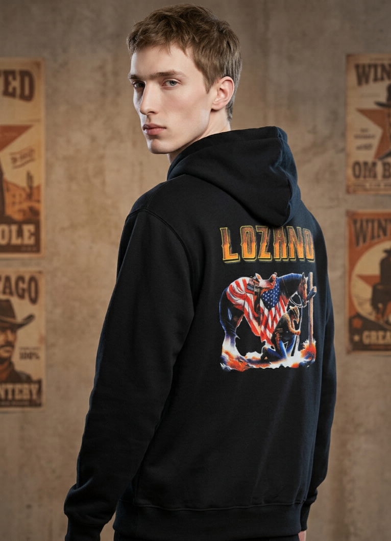 Cowboy Prayer Cotton Hoodie – Custom Halftone Art