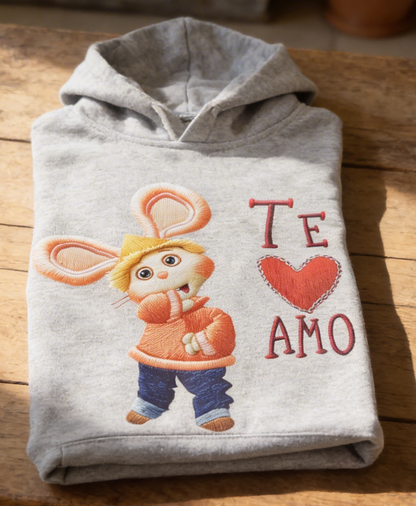 Topo Gigio Hoodie – Light Gray DTF Embroidery-Look