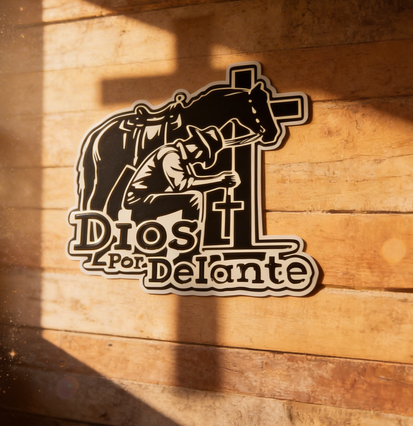 Cowboy & Divine Cross Premium Vinyl Sticker – 8.5×8.5 in